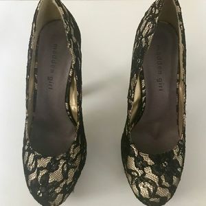 Madden Girl Mellony Black Laced Shoes size 7.5